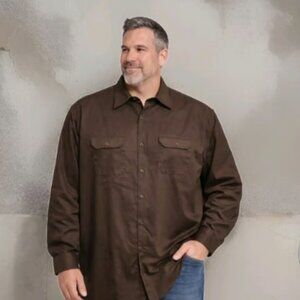 YARD WEAR Premium Goods Brown Button-Up Shirt – Men’s Size 4X -Big & Tall